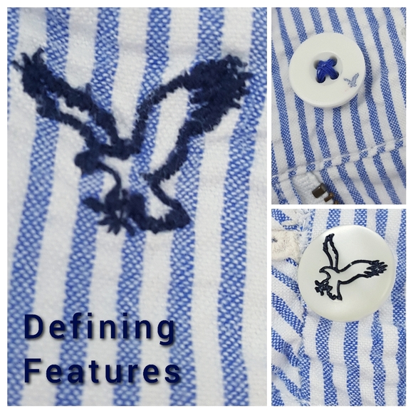 AMERICAN EAGLE OUTFITTERS Blue Striped Quality Linen Style Shorts - Picture 4 of 7